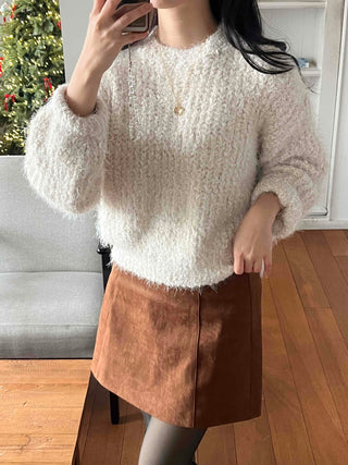 Fuzzy Mohair Loose Fit Crop Knit