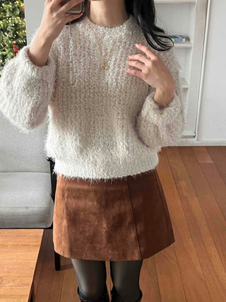 Fuzzy Mohair Loose Fit Crop Knit