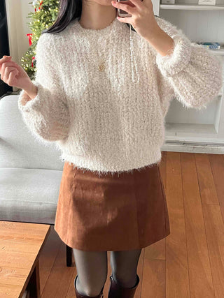 Fuzzy Mohair Loose Fit Crop Knit