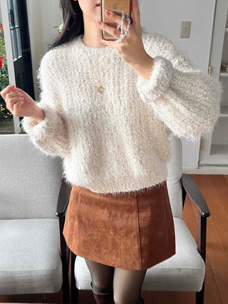 Fuzzy Mohair Loose Fit Crop Knit