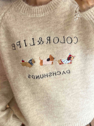 Winter Vibe Lettering Embroidery Oversized Wool Blend Knit