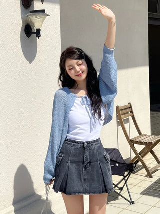 Nael  Crop Balloon Knit Cardigan