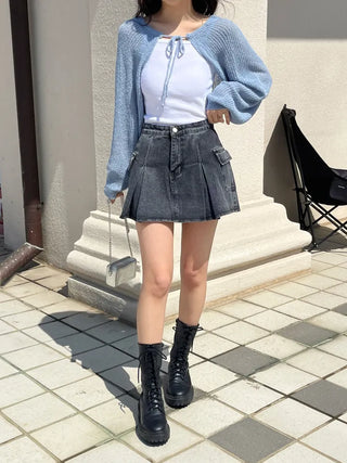 Nael  Crop Balloon Knit Cardigan