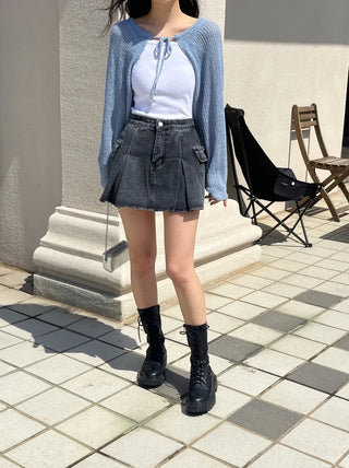 Nael  Crop Balloon Knit Cardigan