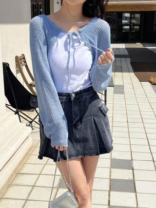 Nael  Crop Balloon Knit Cardigan