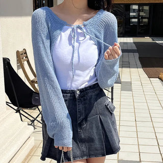 Nael  Crop Balloon Knit Cardigan