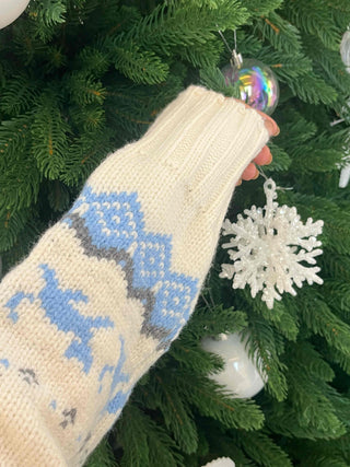 Winter Nordic Jacquard Off-Shoulder Oversized Knit