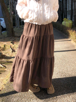 Candy Tiered Elastic Waist Maxi Skirt