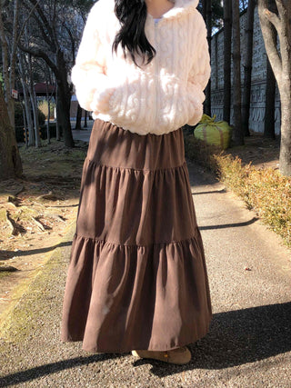 Candy Tiered Elastic Waist Maxi Skirt