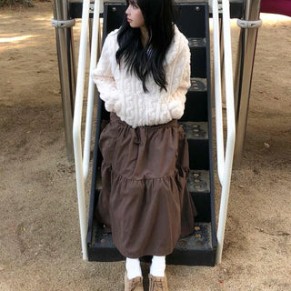 Candy Tiered Elastic Waist Maxi Skirt