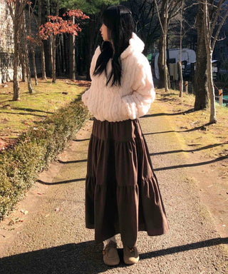 Candy Tiered Elastic Waist Maxi Skirt