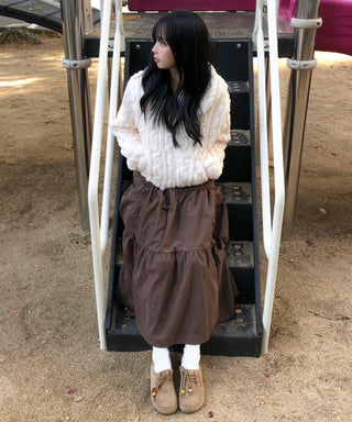 Candy Tiered Elastic Waist Maxi Skirt