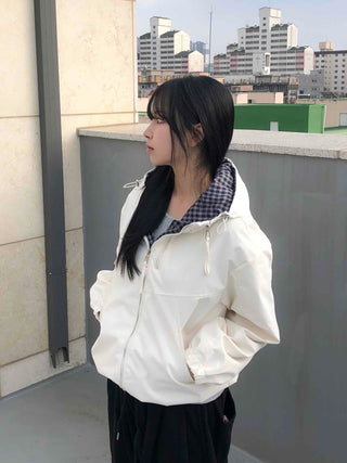 Check Lined Field Hooded Jumper