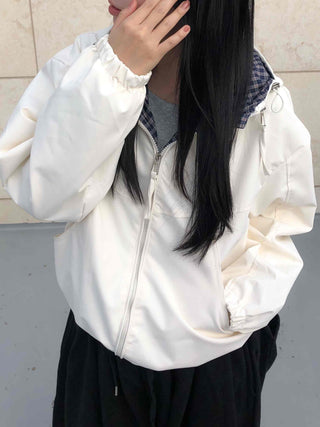 Check Lined Field Hooded Jumper