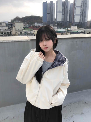 Check Lined Field Hooded Jumper
