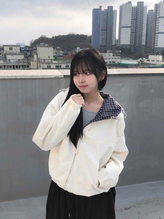 Check Lined Field Hooded Jumper