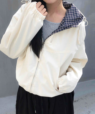 Check Lined Field Hooded Jumper
