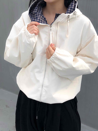 Check Lined Field Hooded Jumper