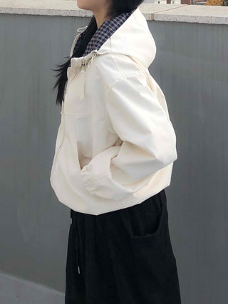 Check Lined Field Hooded Jumper