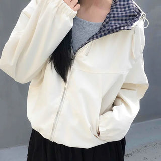 Check Lined Field Hooded Jumper