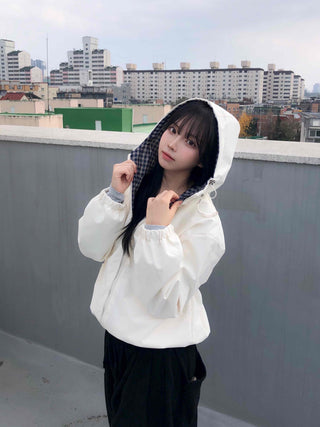 Check Lined Field Hooded Jumper