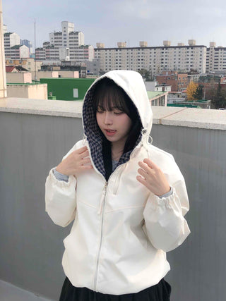 Check Lined Field Hooded Jumper