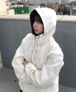 Check Lined Field Hooded Jumper