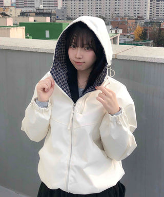 Check Lined Field Hooded Jumper