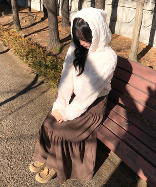 Bubble Cable Soft Fleece Zip-up Hoodie