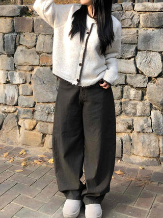 Cozy Studded Point Wide Balloon Pants