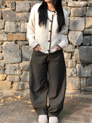 Cozy Studded Point Wide Balloon Pants