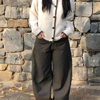 Cozy Studded Point Wide Balloon Pants