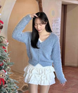 Soft Fur V-Neck Loose Fit Cardigan