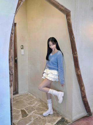 Soft Fur V-Neck Loose Fit Cardigan