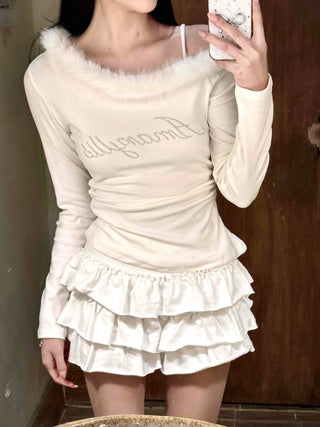 Soft Cake Tiered Mini Skirt
