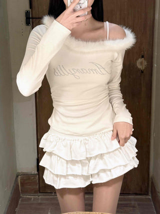 Soft Cake Tiered Mini Skirt