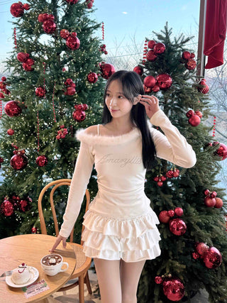 Soft Cake Tiered Mini Skirt