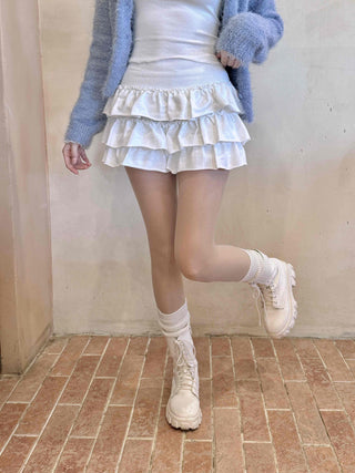 Soft Cake Tiered Mini Skirt