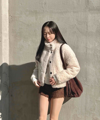 Puppy High-Neck Loose-Fit Fleece Jacket