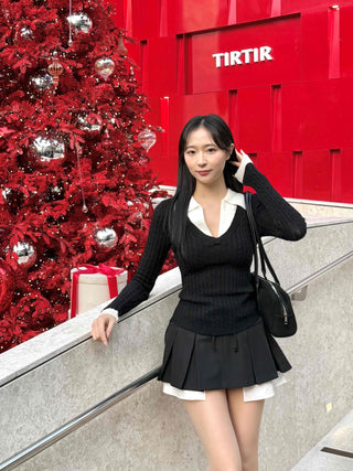 Cute Ribbon Pocket Pleated Mini Skirt