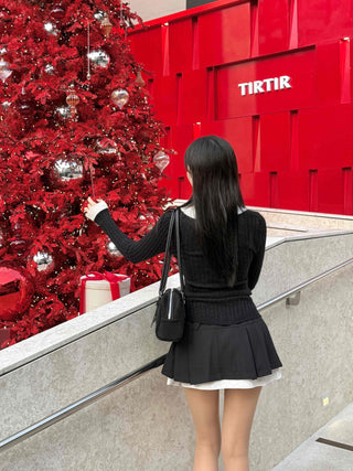 Cute Ribbon Pocket Pleated Mini Skirt