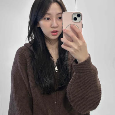 Rib Overfit Zip-up Knit