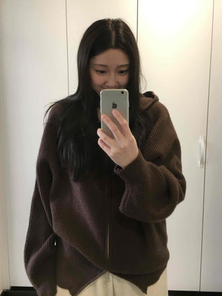 Rib Overfit Zip-up Knit