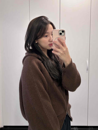 Rib Overfit Zip-up Knit