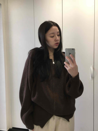 Rib Overfit Zip-up Knit