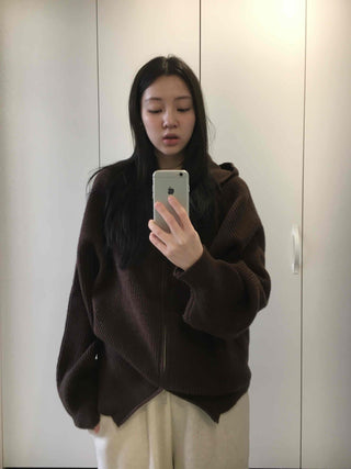 Rib Overfit Zip-up Knit