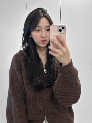 Rib Overfit Zip-up Knit