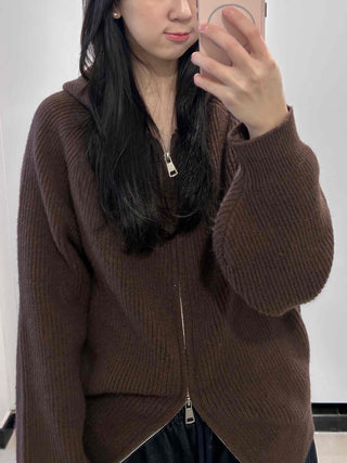 Rib Overfit Zip-up Knit
