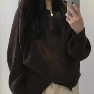 Rib Overfit Zip-up Knit