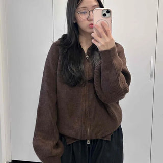 Rib Overfit Zip-up Knit